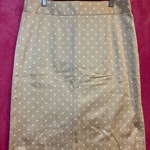 J. Crew Tan Pencil Skirt with White Dots